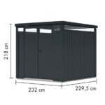 KOVINSKA VRTNA HIŠKA KARIBU OSTEN 2 ANTRACIT 220X160X215 - slika 2